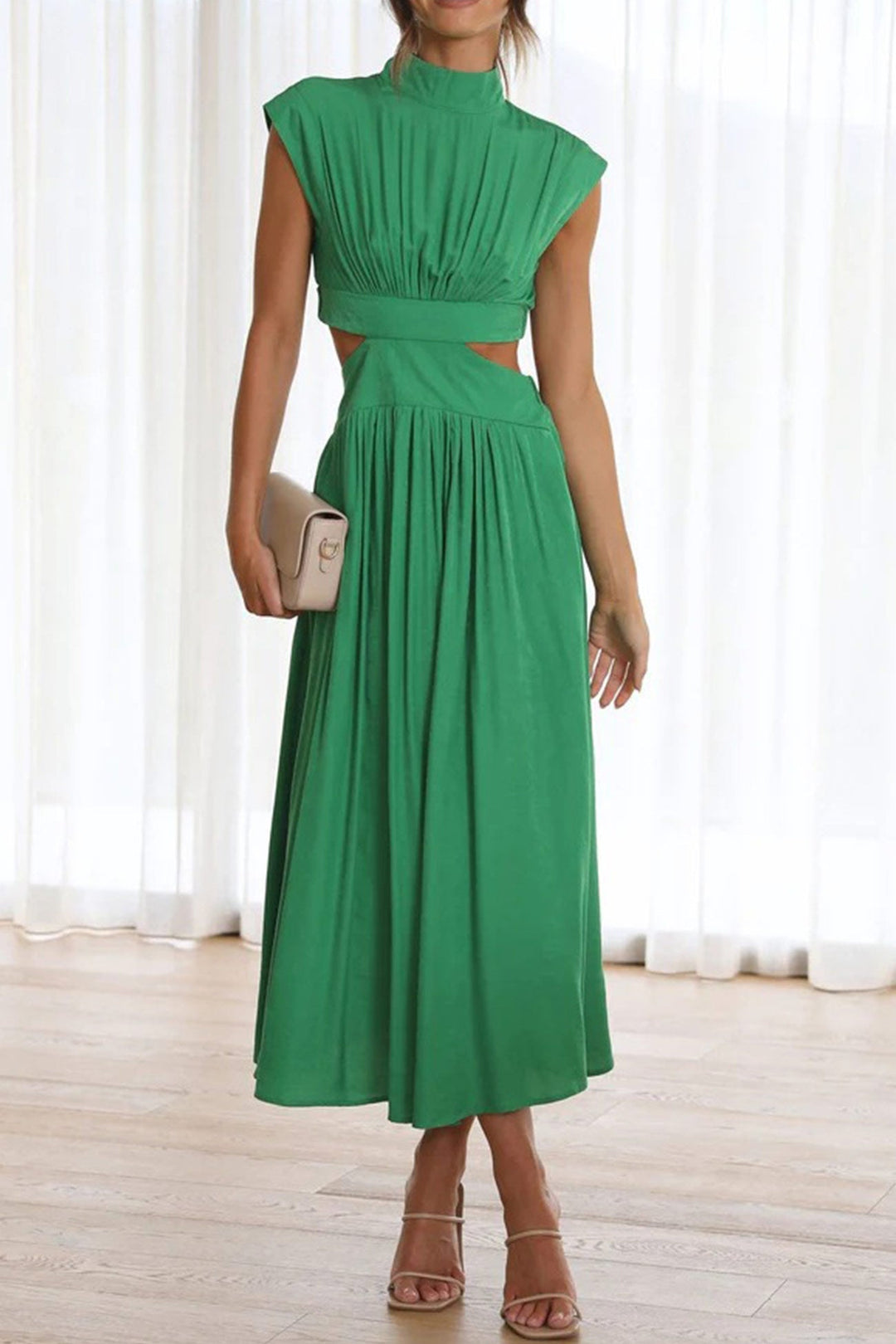 R&B | Mock Neck Cutout Midi Kleid