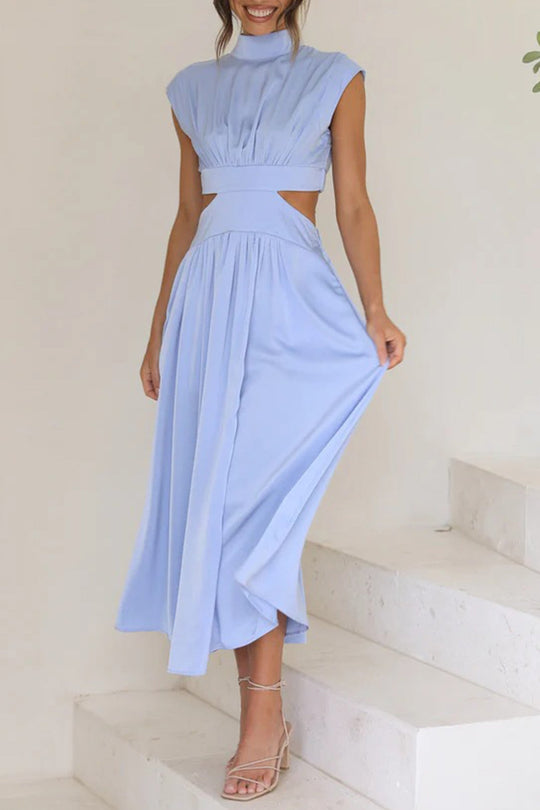 R&B | Mock Neck Cutout Midi Kleid