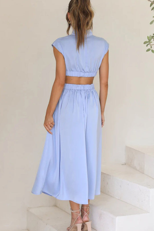 R&B | Mock Neck Cutout Midi Kleid