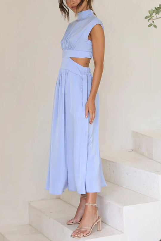 R&B | Mock Neck Cutout Midi Kleid