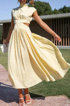 R&B | Mock Neck Cutout Midi Kleid