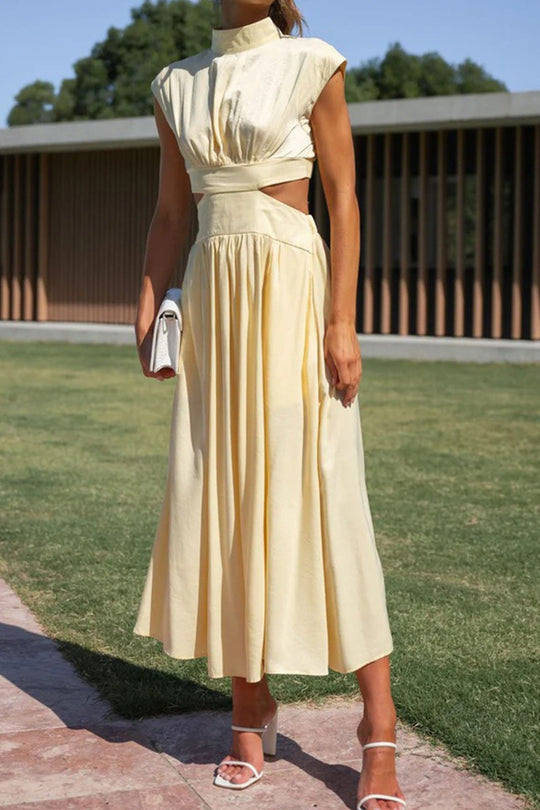 R&B | Mock Neck Cutout Midi Kleid