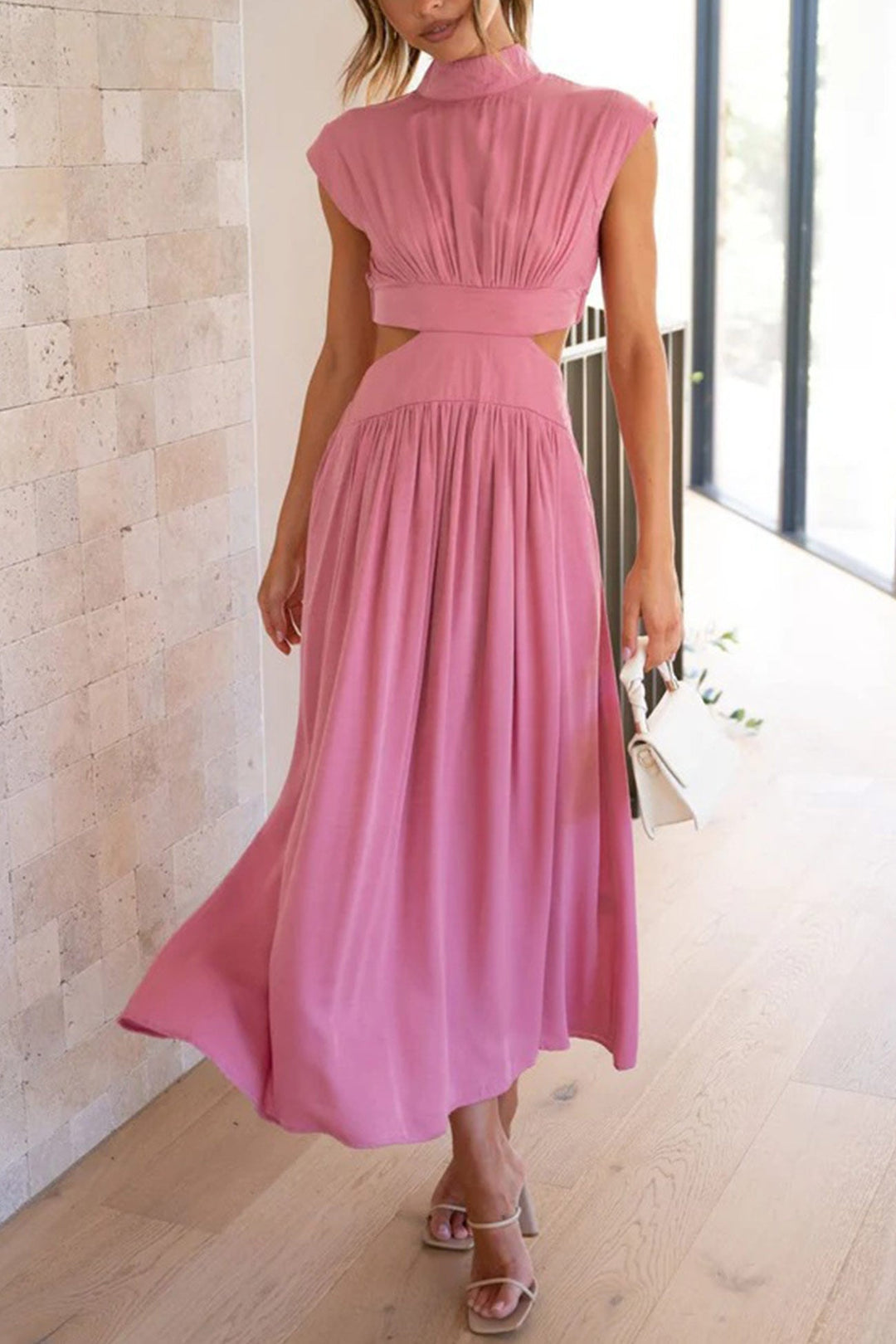 R&B | Mock Neck Cutout Midi Kleid