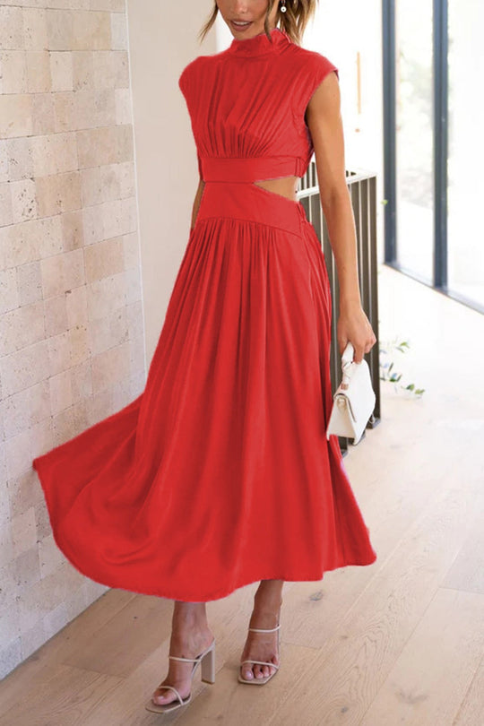 R&B | Mock Neck Cutout Midi Kleid