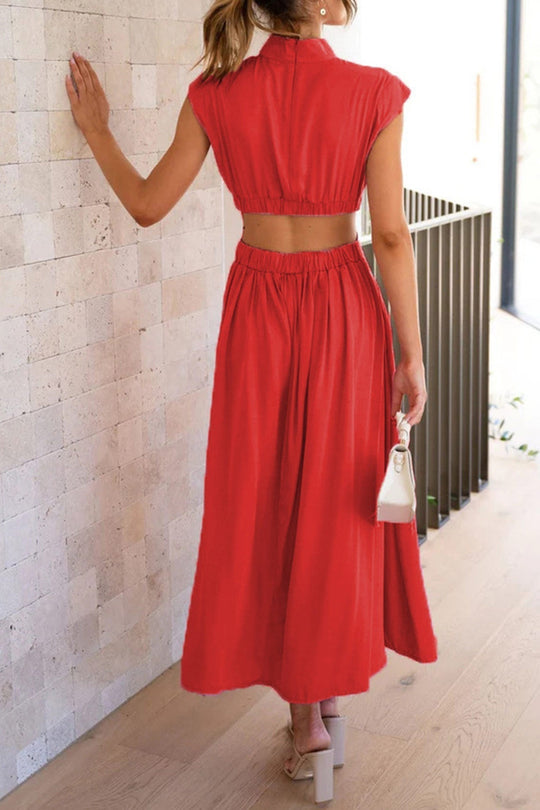 R&B | Mock Neck Cutout Midi Kleid