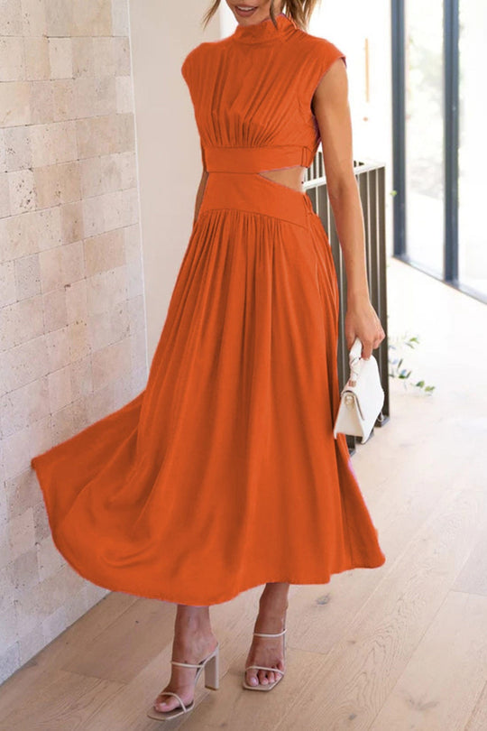 R&B | Mock Neck Cutout Midi Kleid