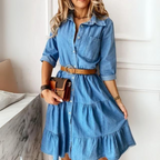 R&B | Elegantes Denim-Kleid mit Gürtel
