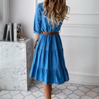 R&B | Elegantes Denim-Kleid mit Gürtel