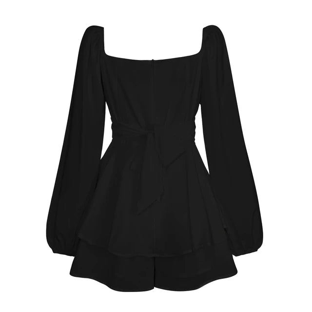 Puffärmel Rüschenschicht Mini Kleid