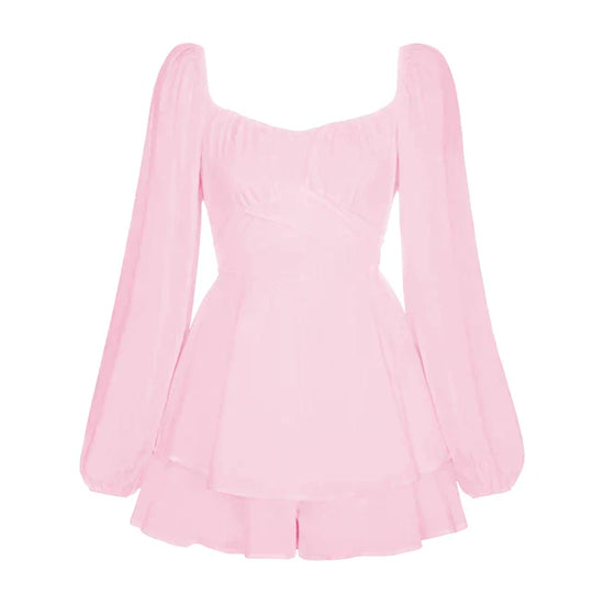 Puffärmel Rüschenschicht Mini Kleid