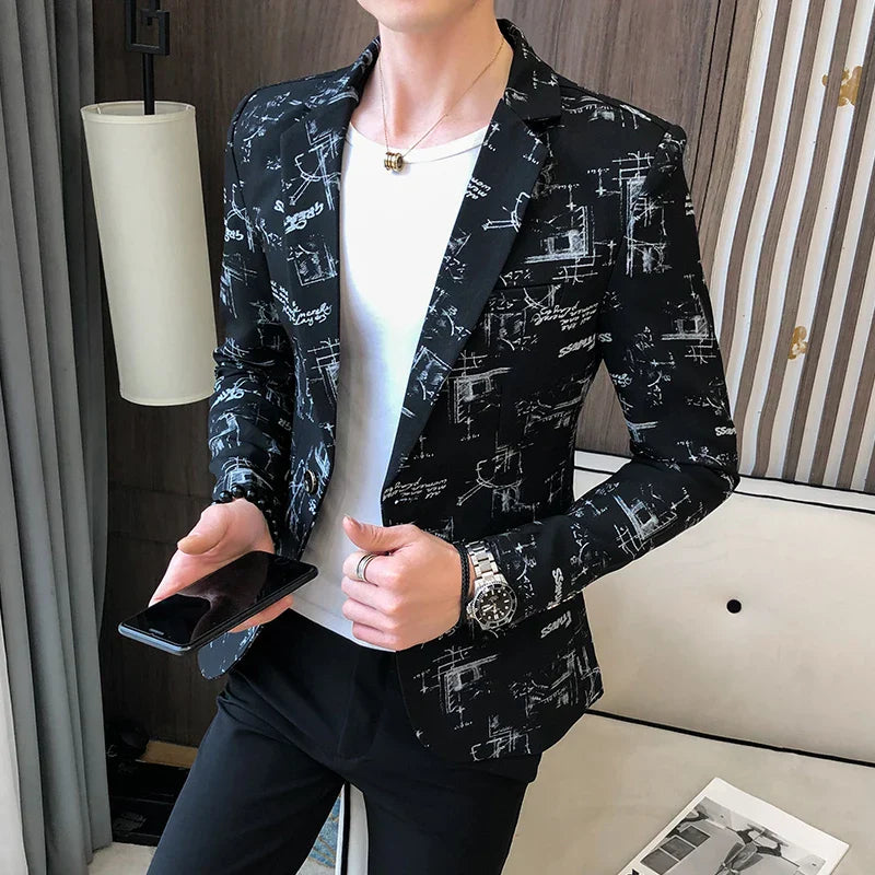 R&B | Modern Bedruckter, Lässiger Herrenblazer