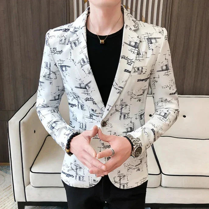 R&B | Modern Bedruckter, Lässiger Herrenblazer