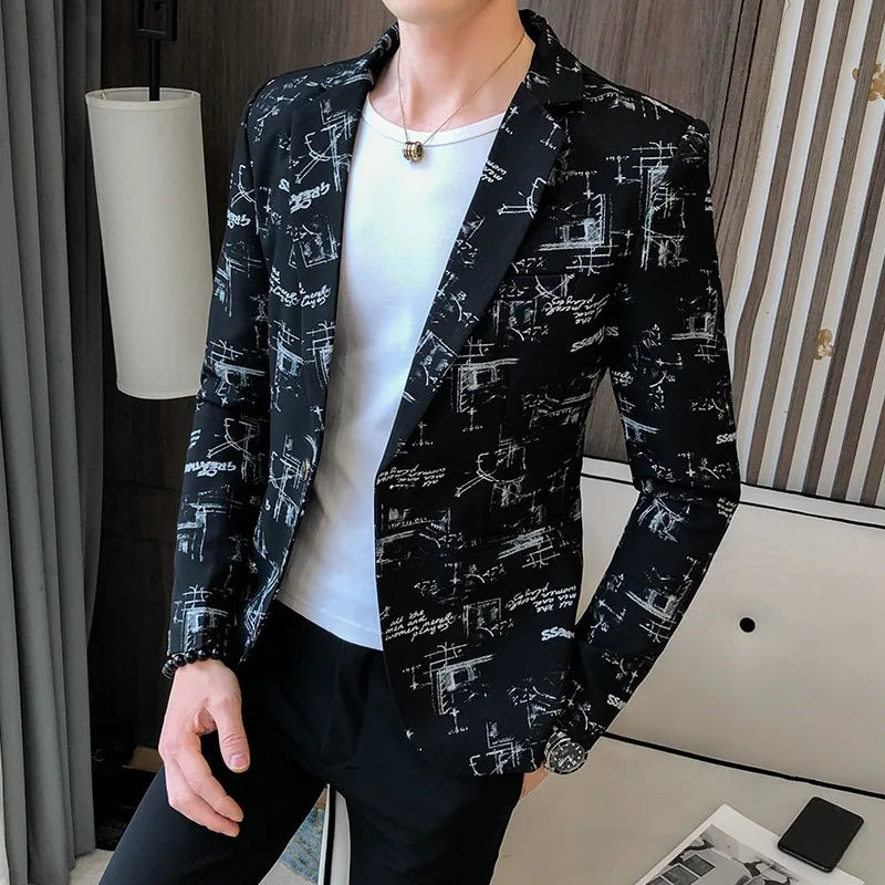 R&B | Modern Bedruckter, Lässiger Herrenblazer