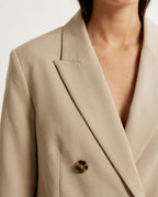 Moderner Damen Oversize Blazer Doppelreiher Grau Business Casual Anzugjacke