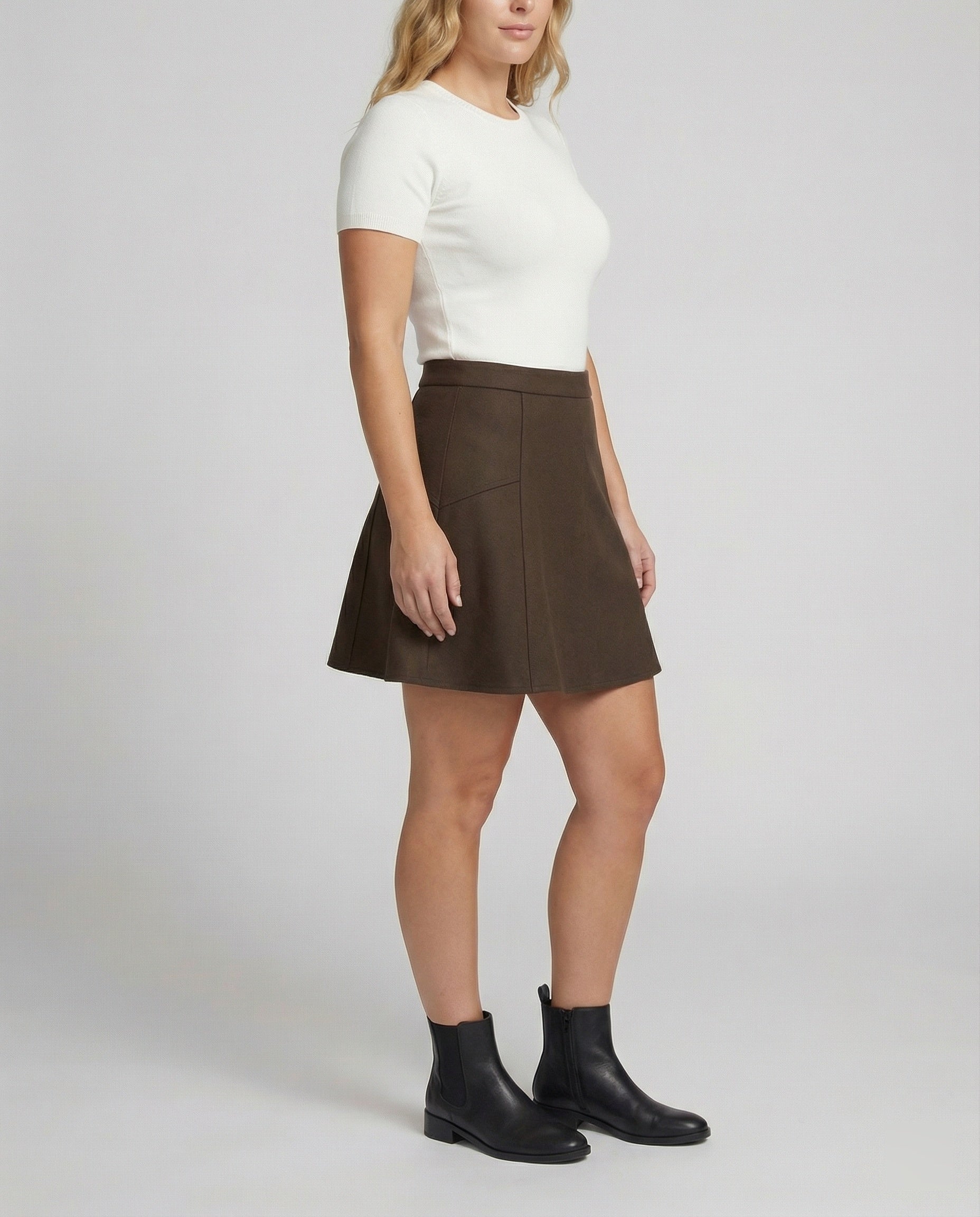 Modischer Winter Minirock mit hoher Taille und A-Linien Schnitt