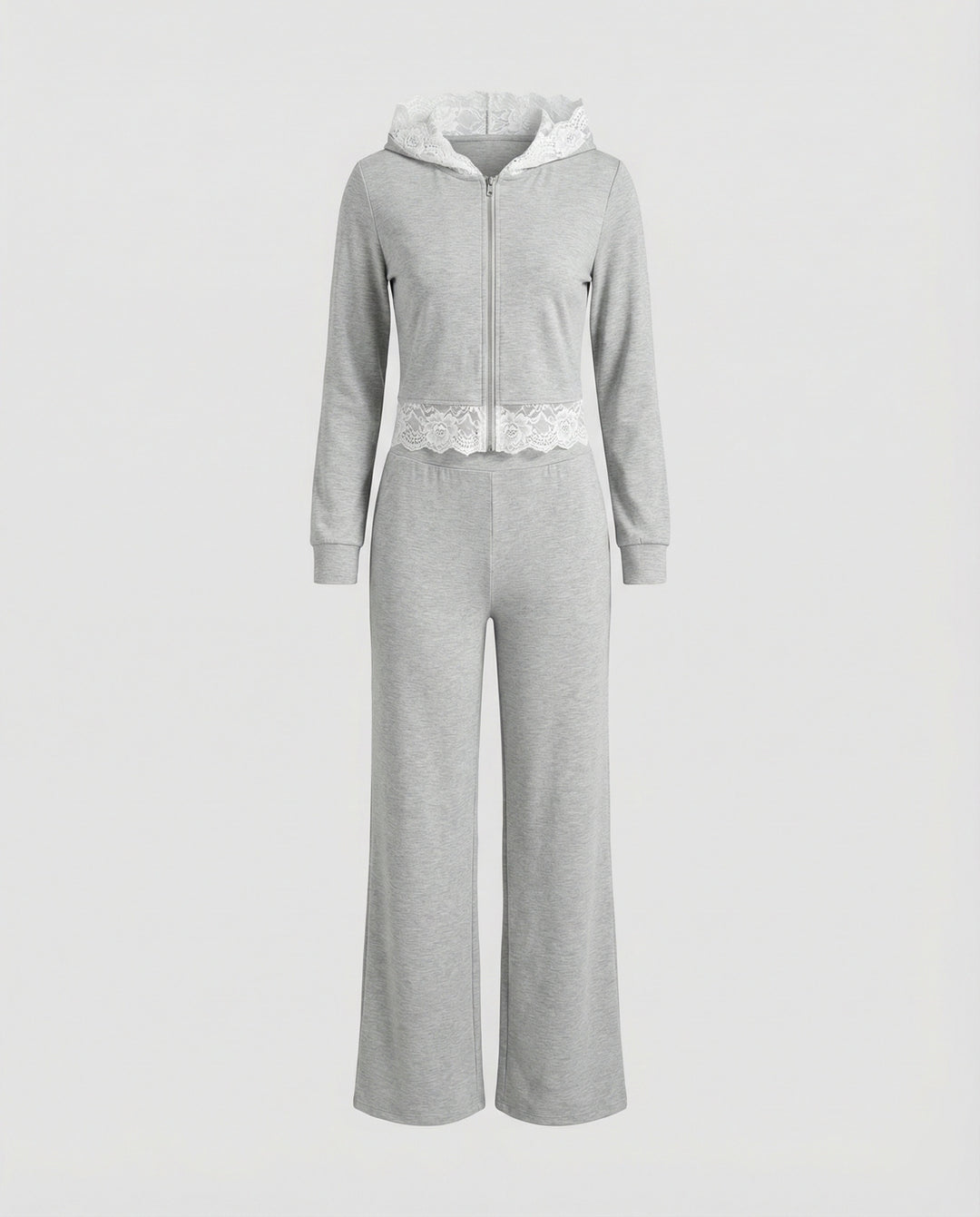 Modisches Damen Herbst Set mit Spitze und bequemer Jogginghose