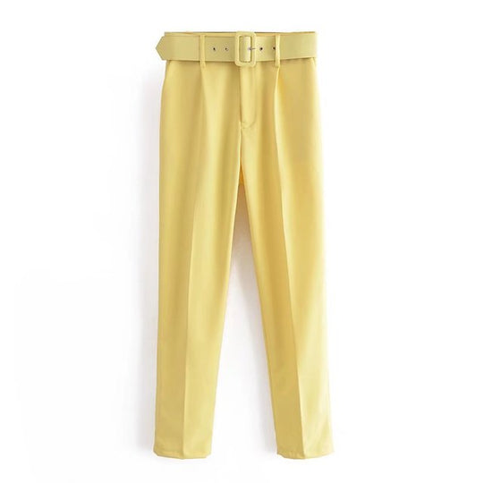 R&B | Lässige Hochbundhose mit Gürtel und Taschen, perfekt für lässige Tage
