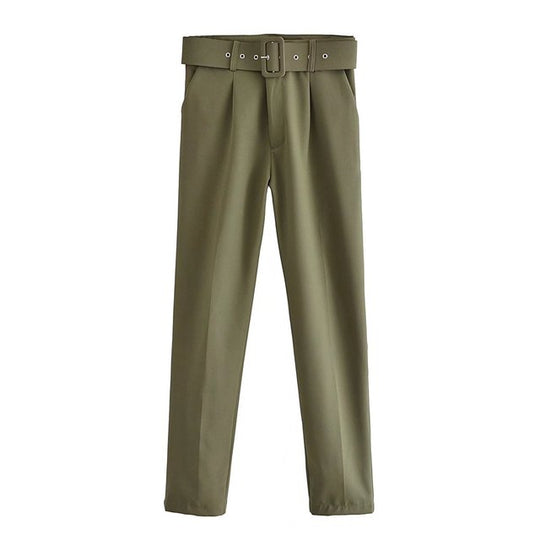 R&B | Lässige Hochbundhose mit Gürtel und Taschen, perfekt für lässige Tage