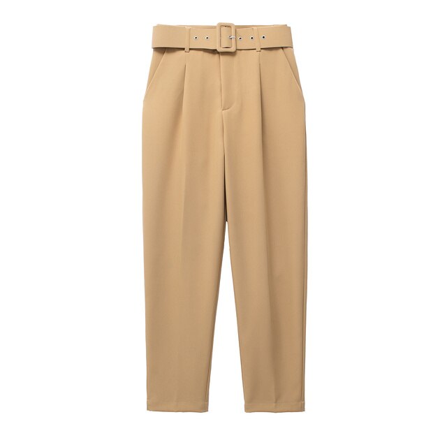 R&B | Lässige Hochbundhose mit Gürtel und Taschen, perfekt für lässige Tage