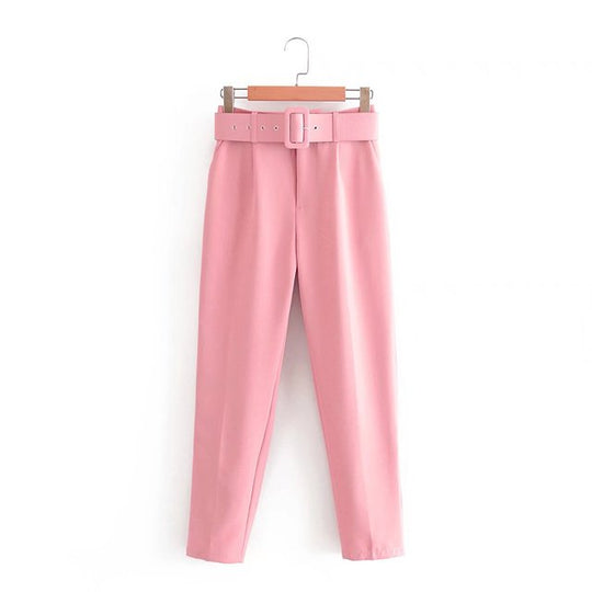 R&B | Lässige Hochbundhose mit Gürtel und Taschen, perfekt für lässige Tage