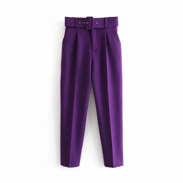 R&B | Lässige Hochbundhose mit Gürtel und Taschen, perfekt für lässige Tage