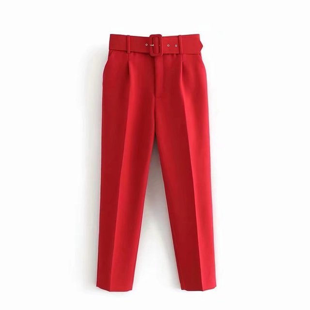 R&B | Lässige Hochbundhose mit Gürtel und Taschen, perfekt für lässige Tage