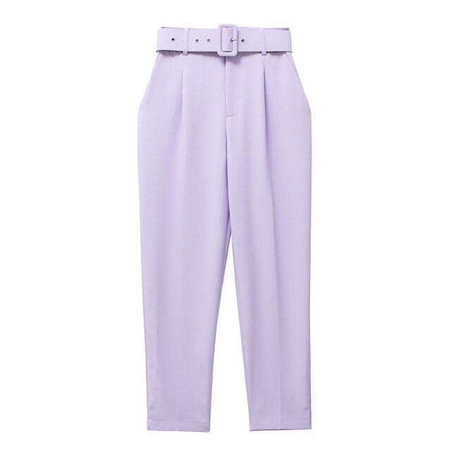 R&B | Lässige Hochbundhose mit Gürtel und Taschen, perfekt für lässige Tage