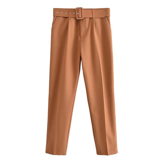 R&B | Lässige Hochbundhose mit Gürtel und Taschen, perfekt für lässige Tage