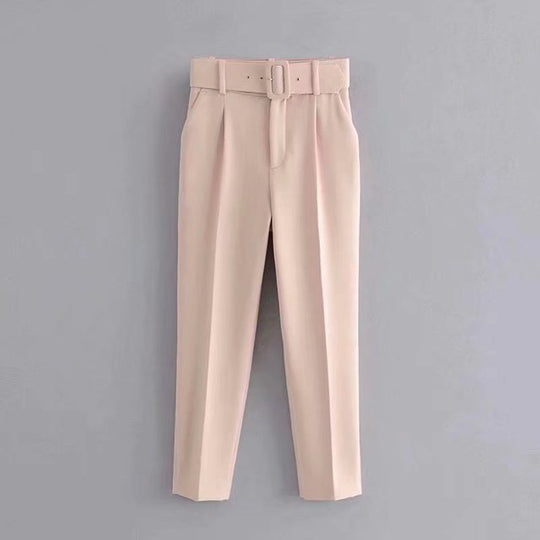 R&B | Lässige Hochbundhose mit Gürtel und Taschen, perfekt für lässige Tage