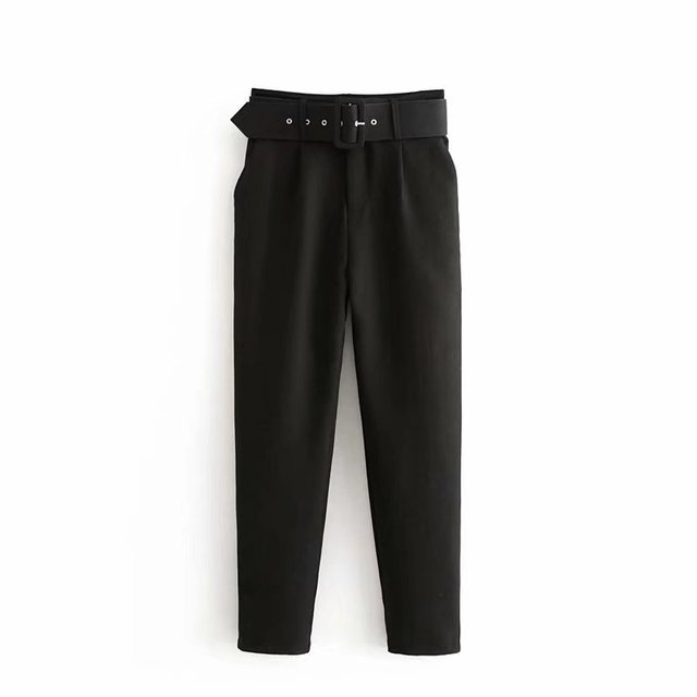 R&B | Lässige Hochbundhose mit Gürtel und Taschen, perfekt für lässige Tage