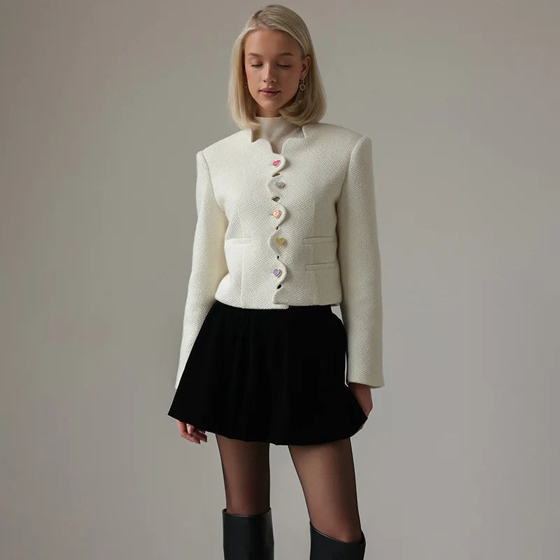 R&B | Damen Elegantes Weste mit Hohem Kragen und Einzigartigen Knöpfen