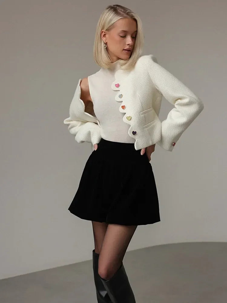 R&B | Damen Elegantes Weste mit Hohem Kragen und Einzigartigen Knöpfen