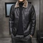 R&B | Lederjacke mit Fleece-Kragen