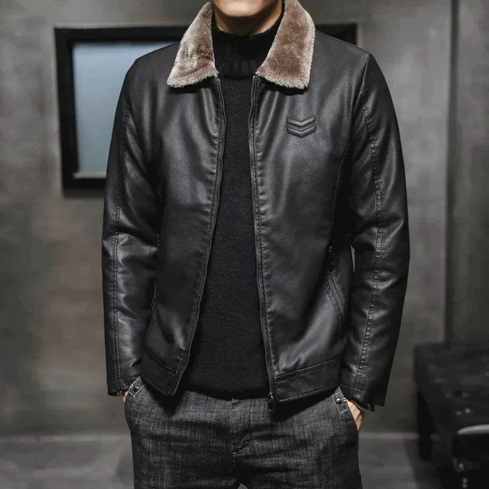 R&B | Lederjacke mit Fleece-Kragen