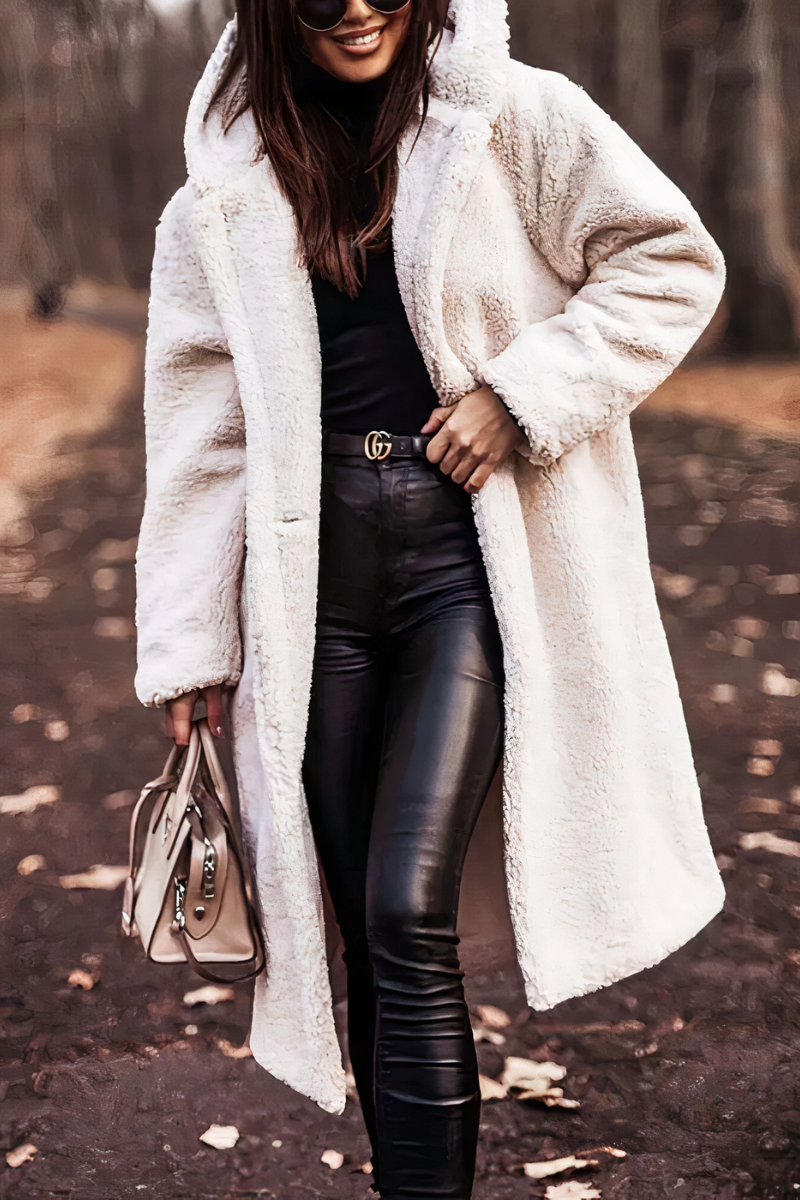 R&B | Tina Lange Oversized Teddyjacke mit Kapuze für Damen