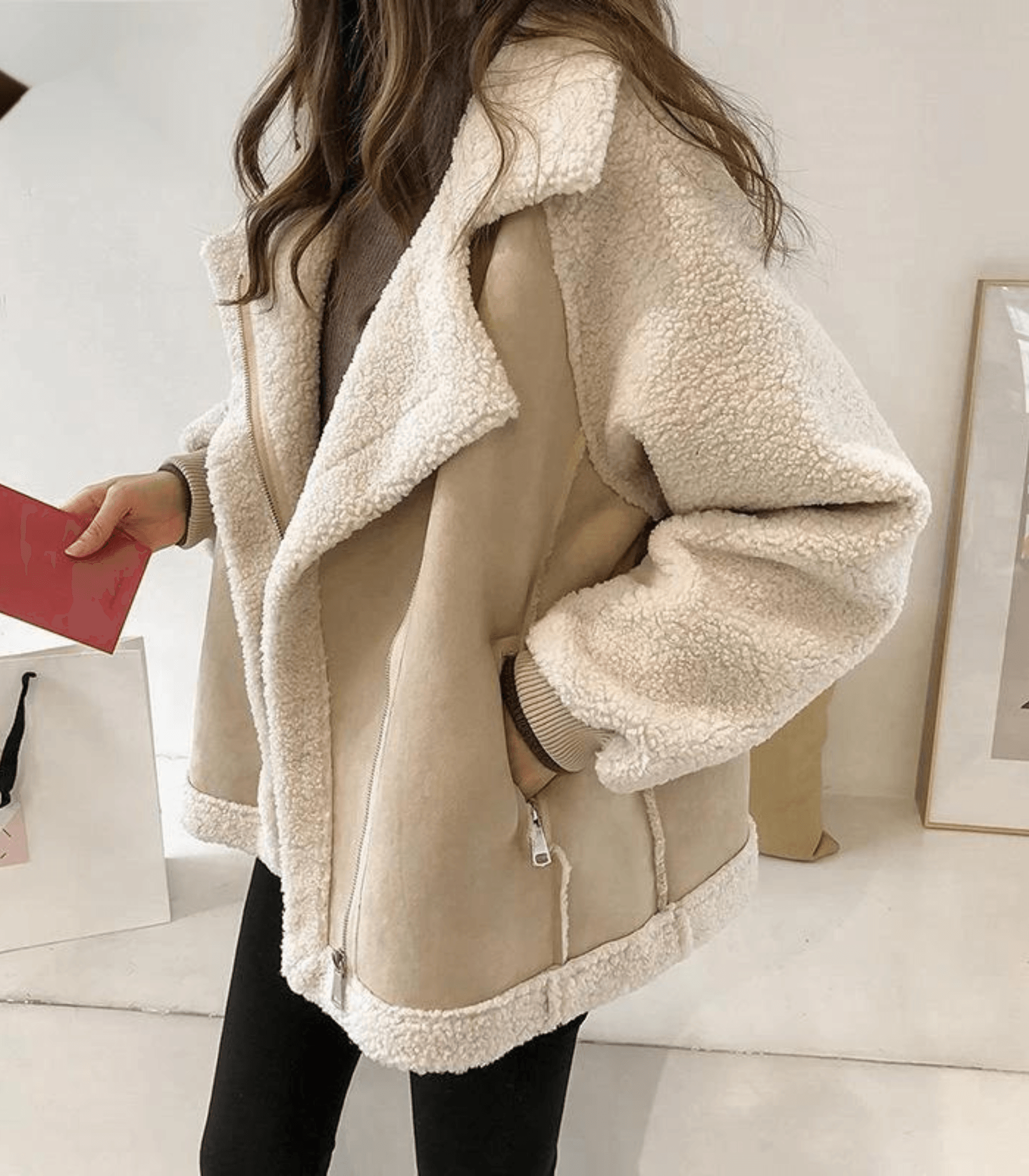 R&B | und Kuschelige Damenjacke mit Fellimitat