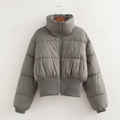 R&B | Damen Kurze Pufferjacke mit Hohem Kragen und Elastischem Taillengürtel