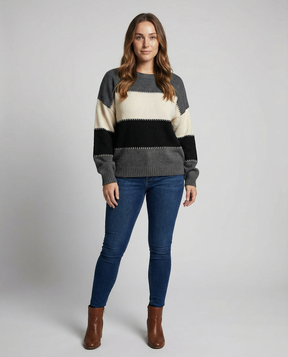 Lockerer Streifenpullover Damen Bequem | R&B