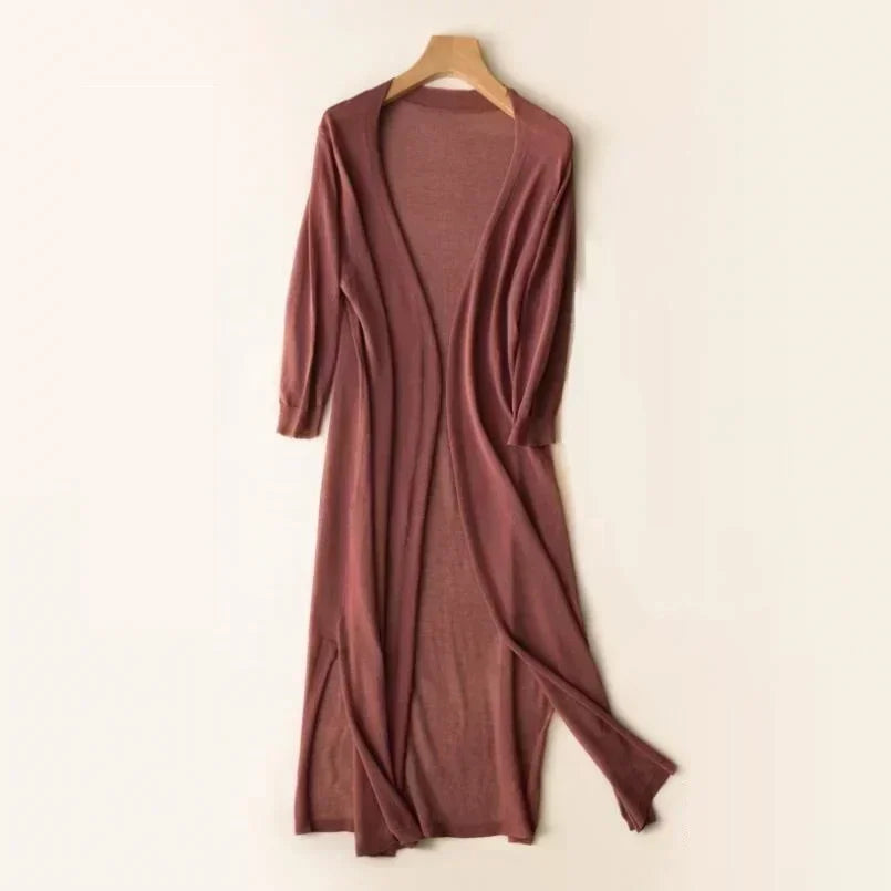 R&B | Lange Offene Front Strickjacke