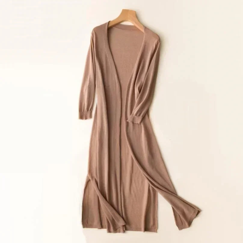 R&B | Lange Offene Front Strickjacke