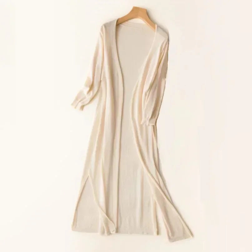 R&B | Lange Offene Front Strickjacke