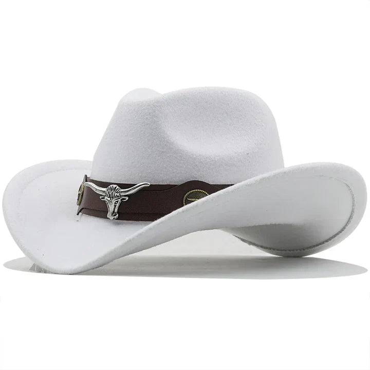 R&B - Western-Stil Filzhut mit Stier-Schnallenband