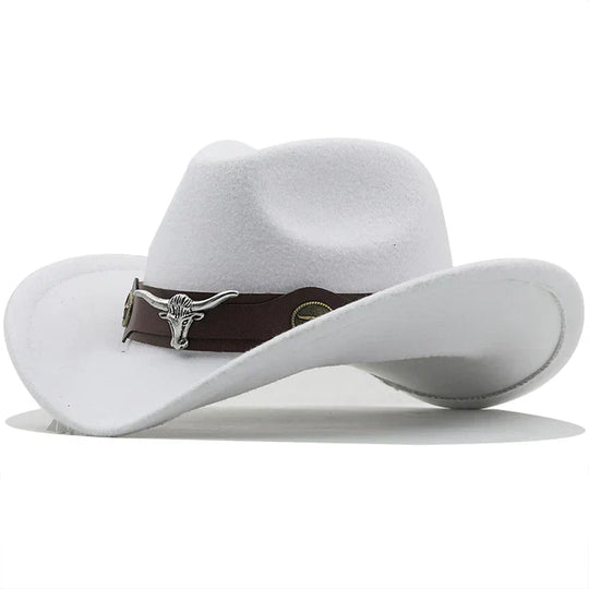 R&B - Western-Stil Filzhut mit Stier-Schnallenband