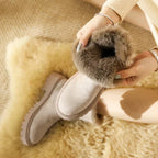 R&B | Fell Schnee Stiefel mit Plateau Absatz