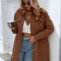 R&B | Damen Wattierte Pufferjacke mit Knopfverschluss und langer Passform