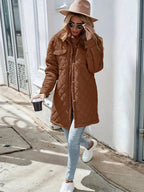 R&B | Damen Wattierte Pufferjacke mit Knopfverschluss und langer Passform