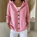 R&B | Damen Strickcardigan mit Kapuze und Knöpfen