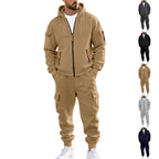 Herren nan urbanes Funktions-Cargo-Sweatset mit Kapuzenjacke, Reißverschlusstaschen und konisch zulaufender Cargo-Jogger R&B