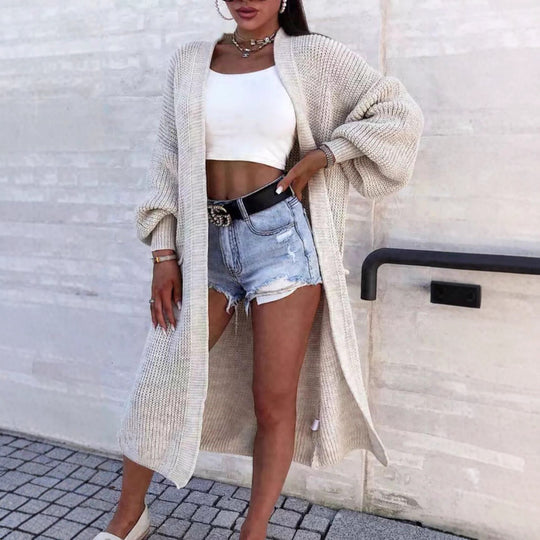Damen lässiger Strickkarte mit tiefem V-Ausschnitt und großzügigen Taschen R&B
