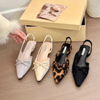 Damen elegante Sling-Ballerinas mit dekorativen Schleifen und flachem Absatz R&B